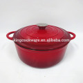 Fábrica al por mayor de 22 cm de esmalte rojo redondo de hierro fundido cocinar olla / cazuela / utensilios de cocina